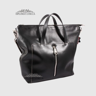 Сумка Женская Кожаная VALIENTE 934 c двумя ручками и ремнем на плечо BLACK floater