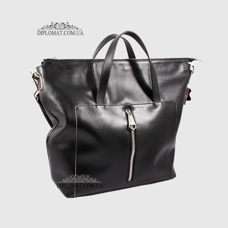 Сумка Женская Кожаная VALIENTE 934 c двумя ручками и ремнем на плечо  BLACK floater Черный