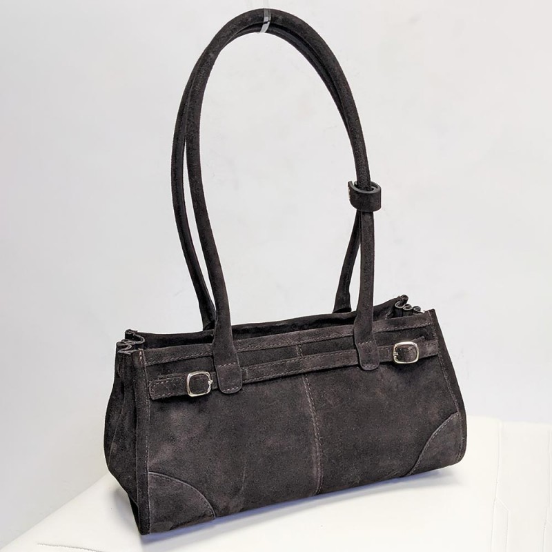 Сумка Женская Кожаная VALIENTE 1400  SUEDE D.Brown Замш Т.Коричневый  