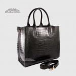 Сумка Женская BELLINI модель MONTECRISTO TOTE Элегантная и Роскошная из натур.  кожи класса Premium  BLACK croco Черный