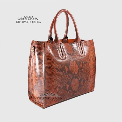 Сумка Женская BELLINI модель MONTECRISTO TOTE Элегантная и Роскошная из натур.  кожи класса Premium BROWN phyton