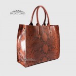 Сумка Женская BELLINI модель MONTECRISTO TOTE Элегантная и Роскошная из натур.  кожи класса Premium  BROWN phyton Красный питон