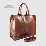 Сумка Женская BELLINI модель MONTECRISTO TOTE Элегантная и Роскошная из натур.  кожи класса Premium  BROWN phyton Красный питон