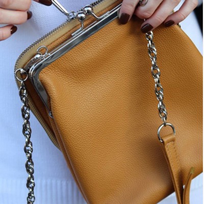Сумка Женская Кожаная с фермуаром DVTEI 1104 BROWN floater