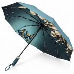 Женский зонт автомат Три Слона N7568-Butterfly Голубая магнолия, Темно Бирюзовый