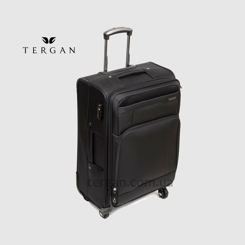 Чемодан текстильный TERGAN 46128 Большой На колесах с отделением под ноутбук SIYAH Textile Черный