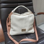 Сумка Женская VALIENTE 1130 Кожаная Средняя Ремень через плечо 3 Отделения Floater WHITE & Coral 