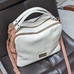 Сумка Женская VALIENTE 1130 Кожаная Средняя Ремень через плечо 3 Отделения Floater WHITE & Coral 