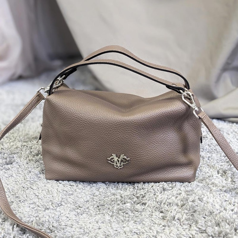 Сумка Женская VALIENTE 872 Кожаная Средняя Ремень через плечо Две ручки Floater BEIGE 