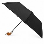 Зонт мужской полуавтомат с деревянной ручкой Три Слона 34075 BLACK, черный