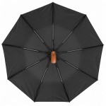 Зонт мужской полуавтомат с деревянной ручкой Три Слона 34075 BLACK, черный