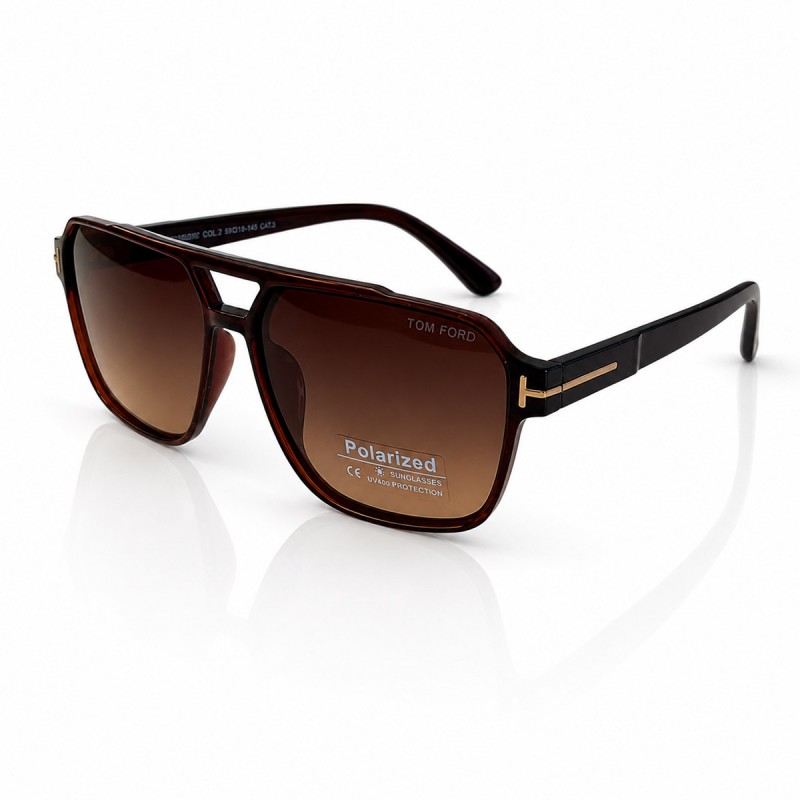 Солнцезащитные очки мужские POLARIZED TF-P00542  C2 Коричневые с градиентом