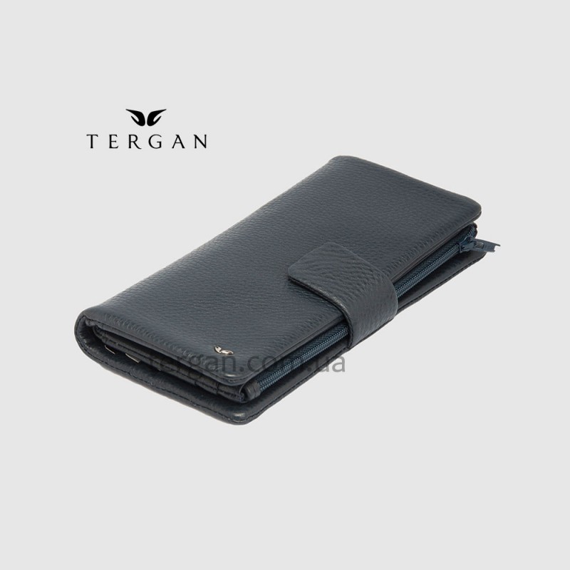 Кошелек Клатч TERGAN 5727 Кожаный с отделением для телефона и под прямую купюру  LACIVERT LATIGO Темно Синий Синий