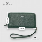Кошелек-клатч кожаный на молнии TERGAN 5734  KOYU YESIL FLOATER 