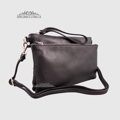 Сумка-Клатч женская EMANUELA FERRETTI 1512 На два отделения на металлической молнии BLACK floater