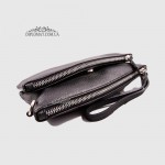 Сумка-Клатч женская EMANUELA FERRETTI 1512 На два отделения на металлической молнии  BLACK floater Черный