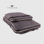 Мужская кожаная сумка через плечо TERGAN 21188 Среднего размера На два отделения SIYAH LATIGO Черный