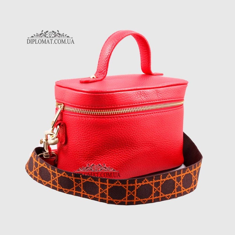 Сумка-Сундучок EMANUELA FERRETTI 6721 Женская Кожаная  RED floater Красный/Розовый