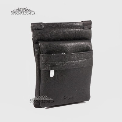 Сумка мужская из натуральной кожи Компактная с откидным планшетом KARYA 0528 45 Black