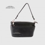 Сумка Женская BELLINI Ambra Кожаная Кросс боди на триотделения на молнии  BLACK floater Черный