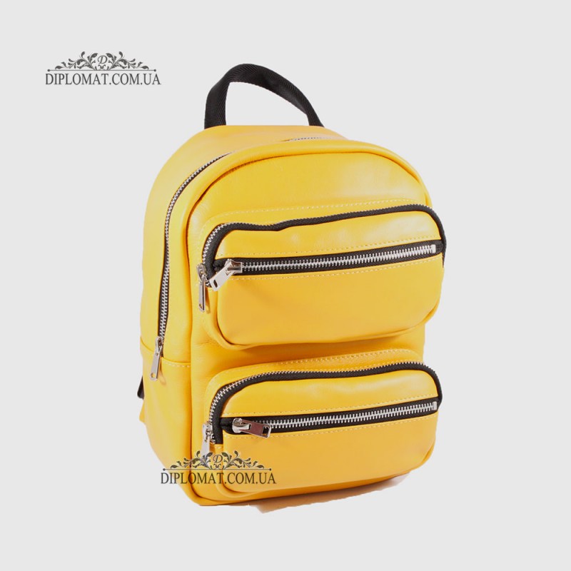Рюкзак женский VALIENTE 1067 с двумя накладными карманами  PRADA Yellow Желтый