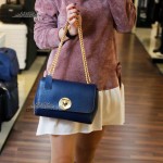 Клатч женский BELLINI Meleto Кожаный с металической цепочкой цвета золота NAVY BLUE floater Синий