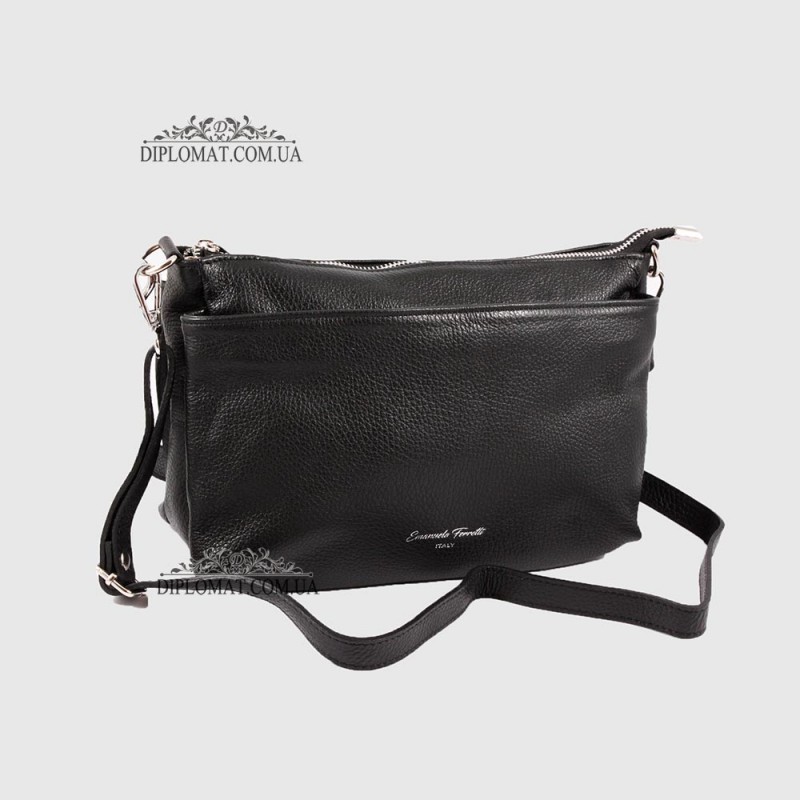 Сумка Женская Кожаная EMANUELA FERRETTI 85147  BLACK floater Черный