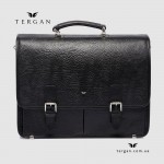 Мужской кожаный портфель с двумя замками и с двумя отделениями TERGAN 22775  SIYAH BRIC 