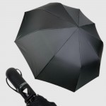 Зонт Полуавтомат Три Слона 34070  Pongee BLACK с прорезиненной ручкой  Черный