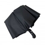 Зонт Полуавтомат Три Слона 34070  Pongee BLACK с прорезиненной ручкой  Черный