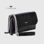 Клатч женский TERGAN 79671 Кожаный на два отделения на молнии SIYAH PITON/SIYAH ARSEL Черный