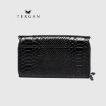 Клатч женский TERGAN 79671 Кожаный на два отделения на молнии SIYAH PITON/SIYAH ARSEL Черный