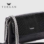 Клатч женский TERGAN 79671 Кожаный на два отделения на молнии SIYAH PITON/SIYAH ARSEL Черный