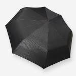 Зонт Автомат Три Слона 1732- Polyester BLACK Купол 3D Лаке Ручка прямая Кожаная Спицы Хромированная сталь  Черный