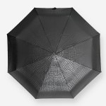 Зонт Автомат Три Слона 1732- Polyester BLACK Купол 3D Лаке Ручка прямая Кожаная Спицы Хромированная сталь  Черный