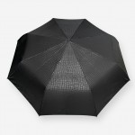 Зонт Автомат Три Слона 1732- Polyester BLACK Купол 3D Лаке Ручка прямая Кожаная Спицы Хромированная сталь  Черный
