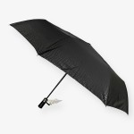 Зонт Автомат Три Слона 1732- Polyester BLACK Купол 3D Лаке Ручка прямая Кожаная Спицы Хромированная сталь  Черный