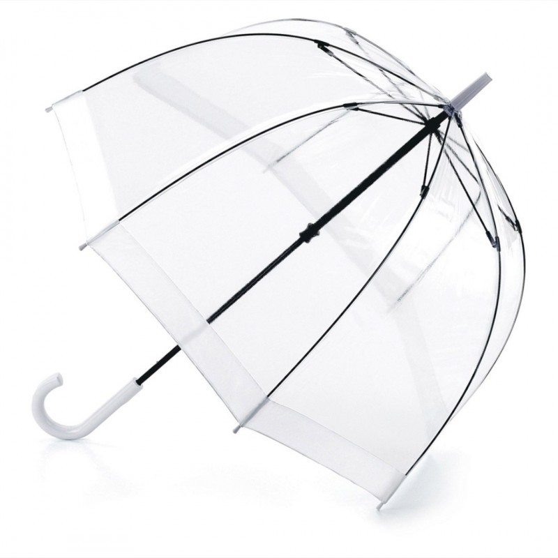 Зонт женский трость Fulton L041 White Birdcage-1 Прозрачный с белым
