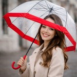 Зонт женский трость Fulton L041 Red Birdcage-1 Прозрачный с красным