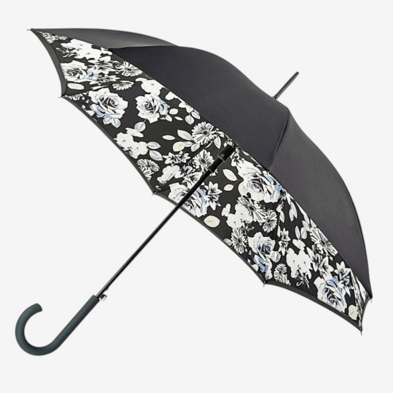 Зонт женский трость полуавтомат Fulton L754-028148 Bloomsbury-2 Mono Floral, Чёрный 
