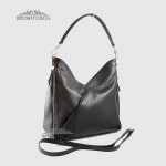 Сумка Женская BELLINI LC627G Кожаная На плечо С декоративными боковыми молниями  BLACK floater Черный