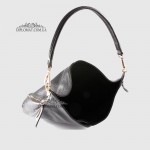 Сумка Женская BELLINI LC627G Кожаная На плечо С декоративными боковыми молниями  BLACK floater Черный