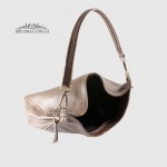 Сумка Женская BELLINI LC627G Кожаная На плечо С декоративными боковыми молниями  TAUPE floater Серый