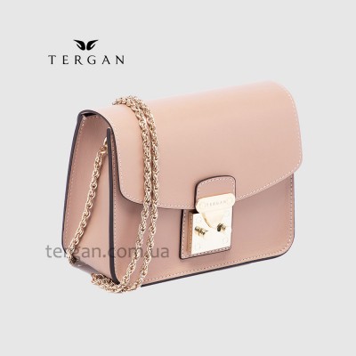Сумка Женская TERGAN 78972 кожаная на цепочке на плечоNUDE ANALIN Пудра