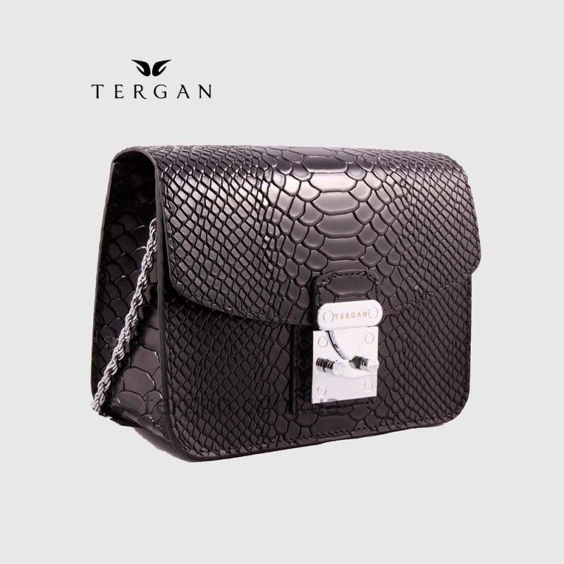 Сумка Женская TERGAN 78972 кожаная на цепочке на плечо SIYAH PITON 