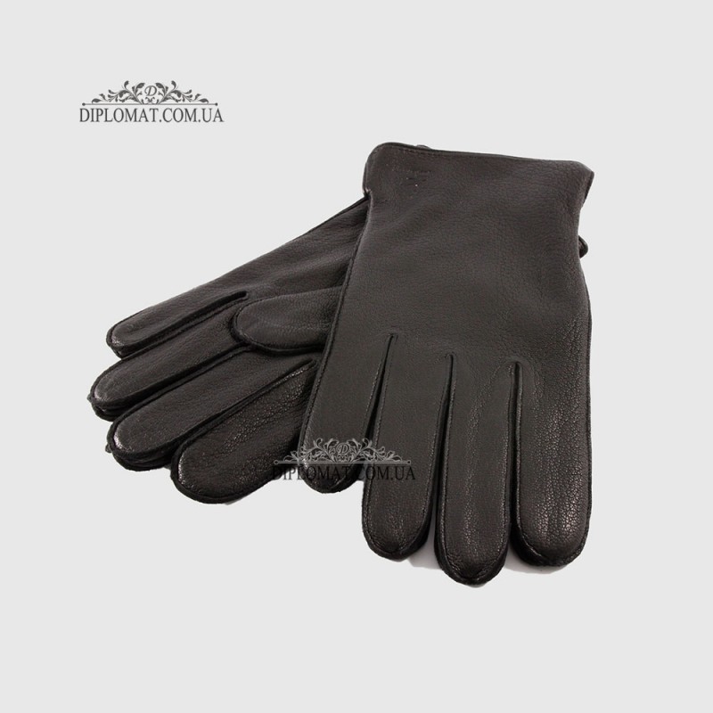 Перчатки мужские MFK Gloves M233 Кожа оленя Шерстяная подкладка Черные DEER BLACK Размер 11  Черный