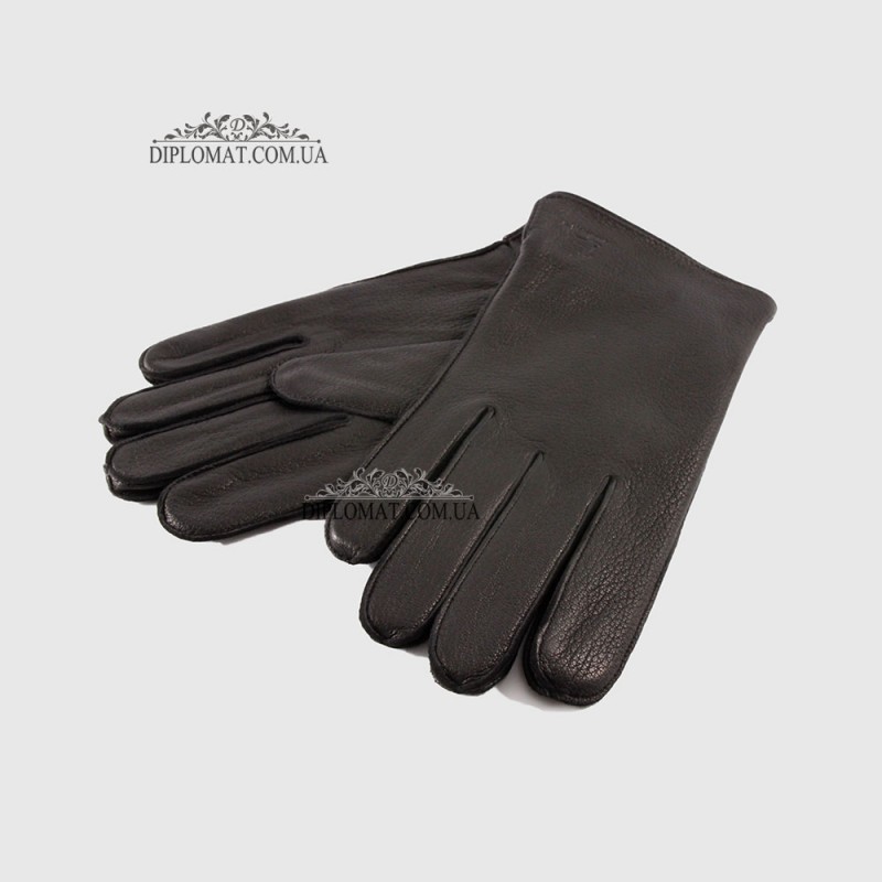 Перчатки мужские MFK Gloves M233 Кожа оленя Шерстяная подкладка Черные DEER BLACK Размер 10,5  Черный