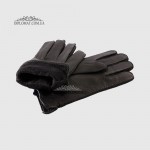 Перчатки мужские MFK Gloves M234 Кожа оленя Три декоративные строчки Подкладка флис Черные DEER BLACK Размер 9  Черный