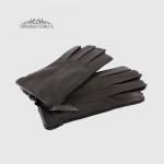 Перчатки мужские MFK Gloves M234 Кожа оленя Три декоративные строчки Подкладка флис Черные DEER BLACK Размер 9  Черный