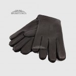 Перчатки мужские MFK Gloves M234 Кожа оленя Три декоративные строчки Подкладка флис Черные DEER BLACK Размер 11  Черный